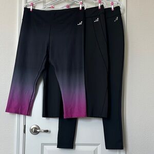 BCG Black and Purple 17” Capris and 26” Leggings Bundle
